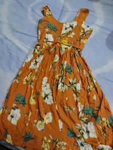 Orange Floral Print Sundress