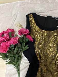 vintage sequins black dress