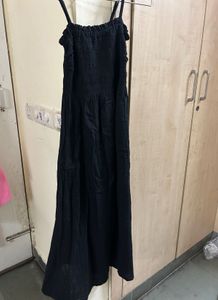 Black Smocked Spaghetti Strap Dress