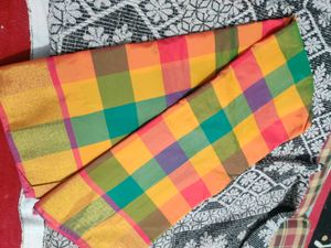 Vibrant Checked Silk Saree