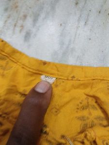 Yellow Printed Kurtha
