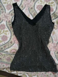 V Neck rhinestone edgy sleeveless Top
