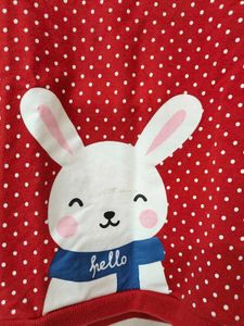 Sweatshirt Red Bunny Print Polka Dots