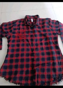 Chic Red Plaid Button-Up Shirt