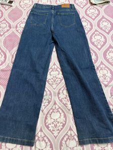 Blue Denim Wide Leg Jeans