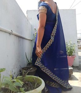 blue saree blouse with petticoat