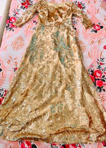 Price drop! Stunning Gold Sequin Ethnic Gown