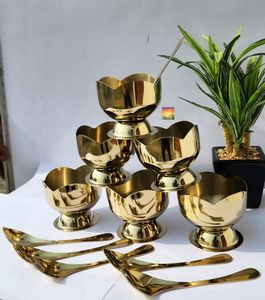 Golden BOWL SET With Spoons