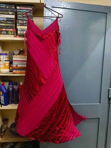 Pink & Red Satin Chiffon Party dress
