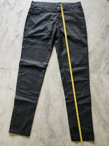 Men's Dark Grey Textured Trousers