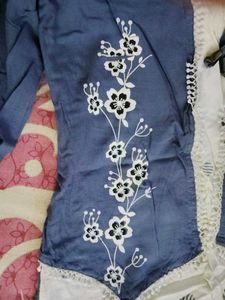106.Embroidered Blue &amp; White top