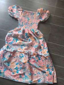 Floral Smocked Puff Sleeve Midi Dress