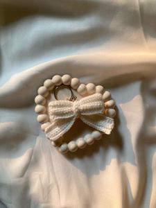 Bow White Bag Charm/keychain