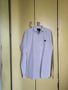 men's small checked white shirt