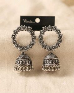 Elegant Silver Jhumka Earrings
