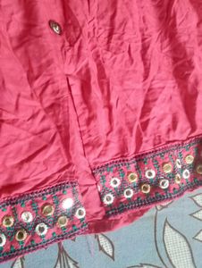 Pink Mirror Work Kurta