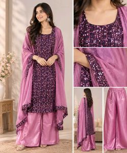 Sparkling Sequins Purple Kurta Set