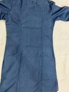 Stylish Embroidered Denim Kurta