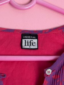 Purple &amp; Pink Floral Print Pleated Top