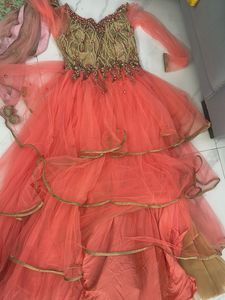 Beautiful Coral Tiered Gown