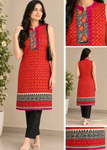 Vibrant Orange Sleeveless Kurta