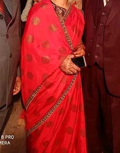 Elegant Red Polka Dot Saree