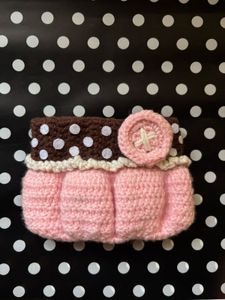 coquette y2k polka dot button pouch (crocheted)