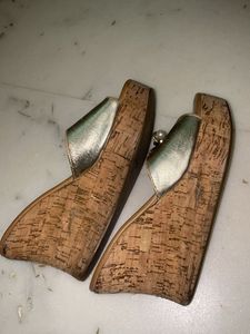Stylish Gold Slide Wedges Sandals