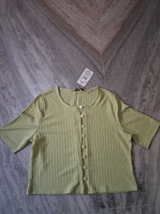 Light Green Button-Up Top