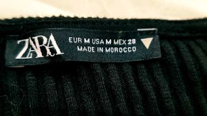 Ribbed Lace-Up Black zara top