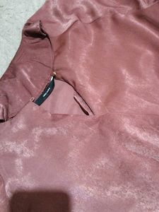 Rust Satin/ Velvettis Midi Dress