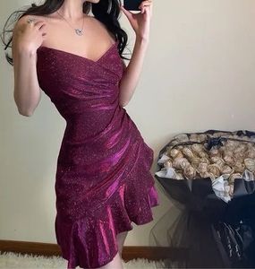 Sparkly Ruffle Cocktail Mini Dress 🍷❤️‍🔥