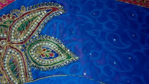 Heavy Work Shining Blue And Pink Saree