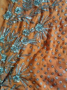 Orange Embroidered Saree