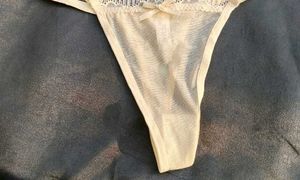 Sheer Lace Trim Thong Briefs