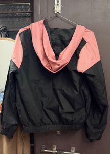 Pink &amp; Black Hooded Windbreaker Jacket