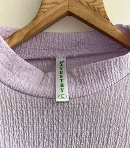 Lavender Ribbed Sleeveless High Neck Top | Size L
