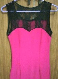 Hot pink bodycon one piece with lagging