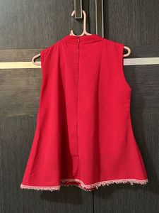 Pink Bow Neck Sleeveless Top | Size M | OfficeWear