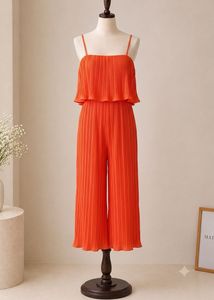 Orange Pleated Jumpsuit