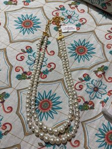 Elegant Double Strand Pearl Necklace Set