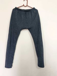 Grey Ribbed Winter Leggings