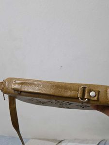 Brown Faux Leather Saddle Bag