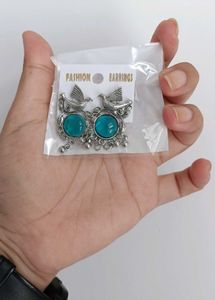 Boho Bird Earrings with Blue Gemstones