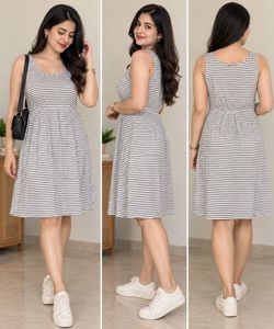 Striped Sleeveless Fit & Flare Dress