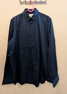 Partywear Navy Blue Button-Down Shirt