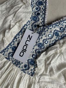 White Embroidered Flared Dress
