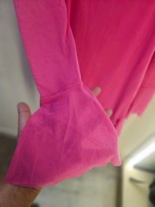Hot Pink Mesh Flare Sleeve Dress