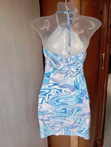 Boho Marble Print Halter Dress