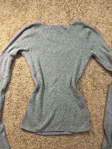 Ribbed Square Neck Long Sleeve Top